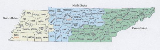 Map of Tennessee's Federal Districts