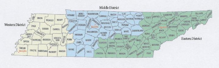 Map of Tennessee's Federal Districts