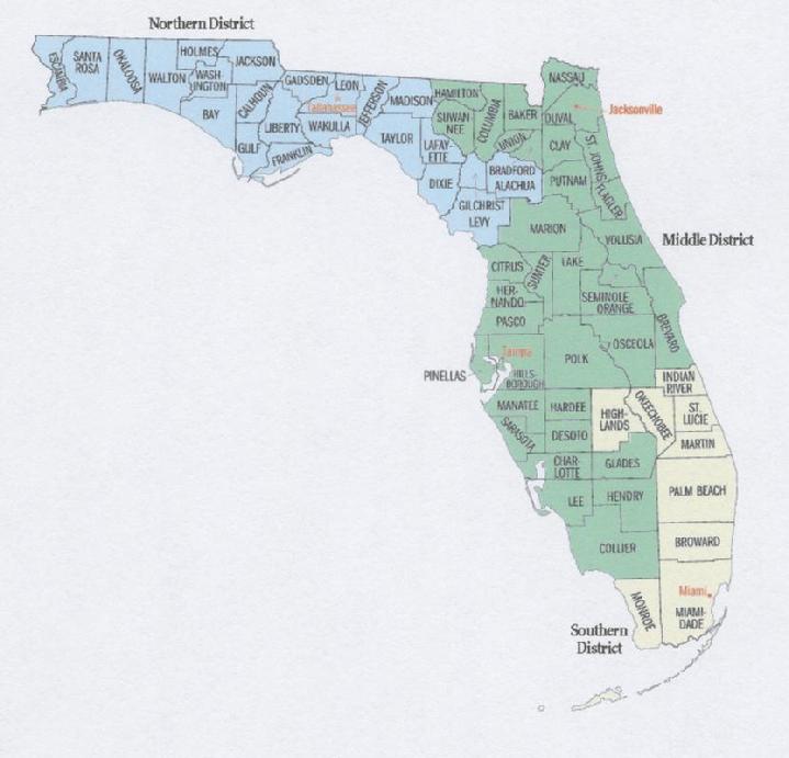 Map of Florida's Federal Districts