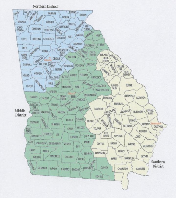 Map of Georgia's Federal Districts