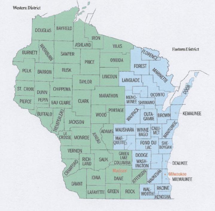 Map of Wisconsin's Federal Districts